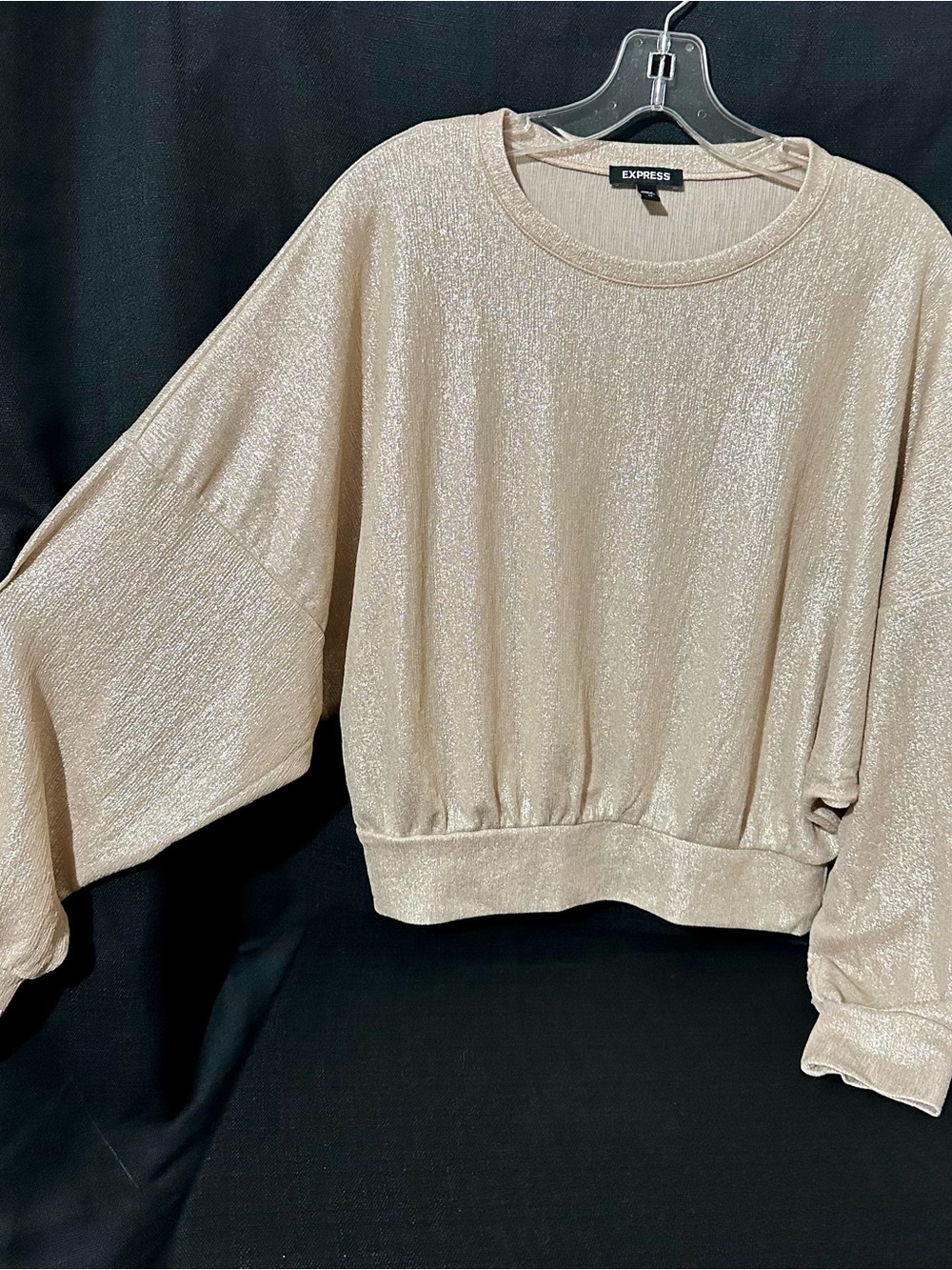 Express Metallic Champagne Pullover Sweatshirt